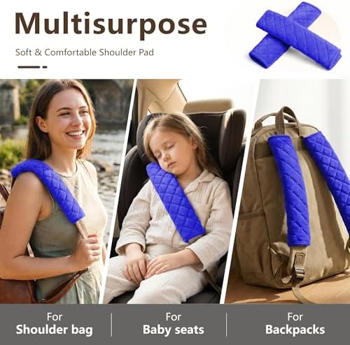 Soft Auto Seat Belt Pads Extra Long 13.7in, Seatbelt Shoulder Cover, 2 Piece Set - Image 5