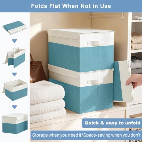Bagnizer Large 22 Quart Linen Fabric Foldable Storage Bin Cube Organizer Basket - Image 7