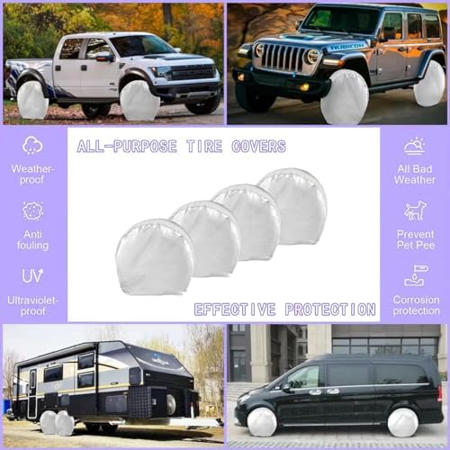 MORNYRAY Tire Covers 4 Pack, Waterproof Anti-UV Snow Sun Rain Tire Covers - Image 4