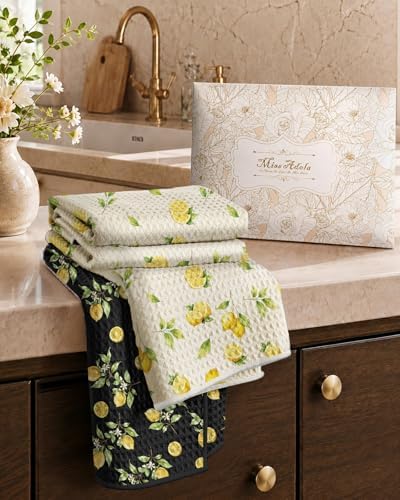 Miss Adola 2pcs Double-Sided Microfiber Kitchen Towels, Lemon Refreshment - Image 6
