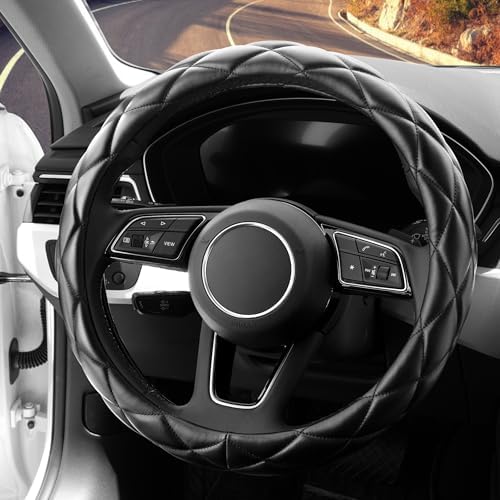 YHONGJT Soft Microfiber Leather Steering Wheel Cover, Universal 15 Inch - Image 3