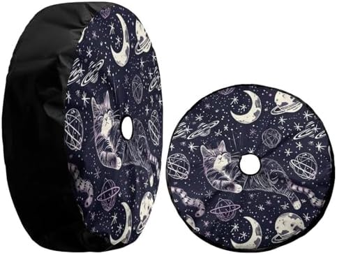 Cat Space Stars Planet Moon Spare Tire Cover - Image 3