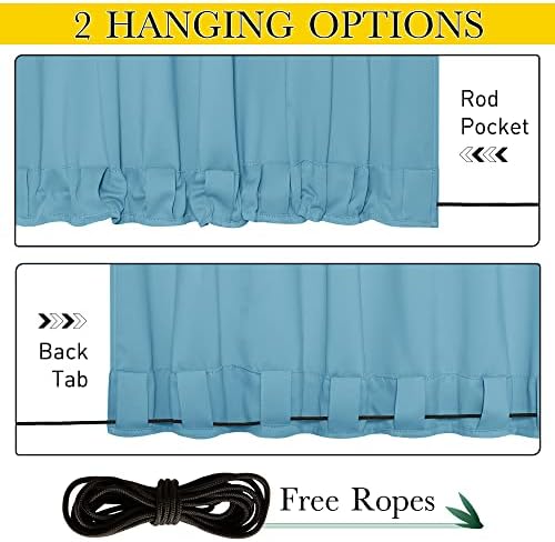 NICETOWN Weighted Curtains for Patio Waterproof W66xL84 Teal Blue 2 Panels - Image 3