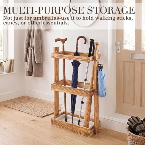Patelai Wooden Umbrella Stand Rack - Image 5