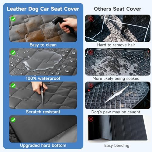 Dog Car Seat Cover Waterproof Vegan Leather, Scratchproof, Hard Bottom Back - Image 7