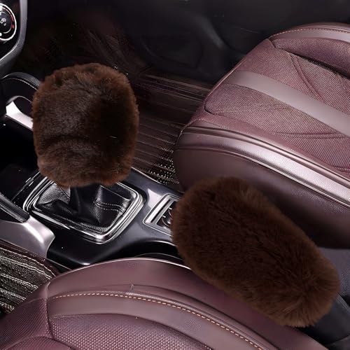 Hovom 2PCS Fluffy Car Gear Shift Knob Cover & Handbrake Cover by Hovom