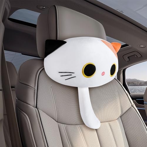 Cat Car Headrest Pillow Cartoon Car Seat Pillow Cat Neck Support Plush Cushion - Image 7