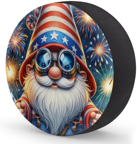 Rv Spare Tire Cover Wheel American Flag Gnomes Tire Covers Wheel Protectors - Image 2