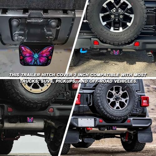 2 Inch Rose Pink Butterfly Trailer Hitch Cover Rubber Receiver Tube Plug Cap - Image 5
