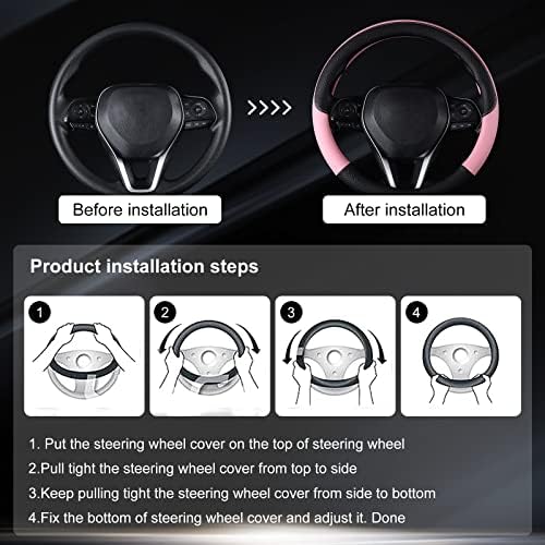 Auto Car Leather Steering Wheel Cover Anti Slip Wrap 15" - Image 5