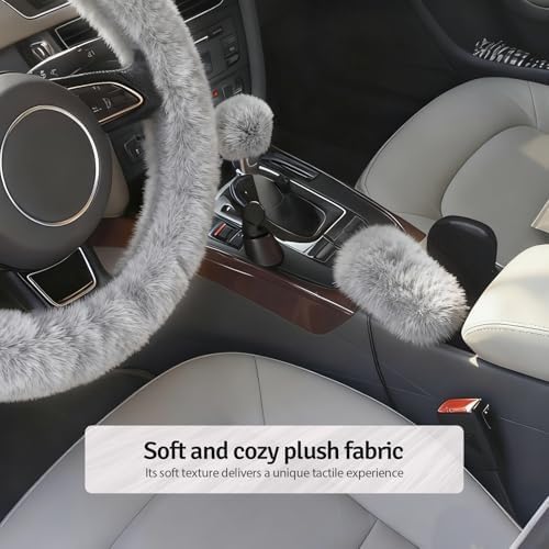 Fluffy Steering Wheel Cover 3PCS Set – Plush Fuzzy Fur Steering Wheel Cover - Image 7