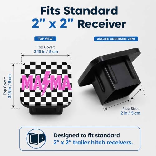 Trailer Hitch Covers Pink Checkered Mama Heavy Duty 2 Inch Hitch Cover - Image 2