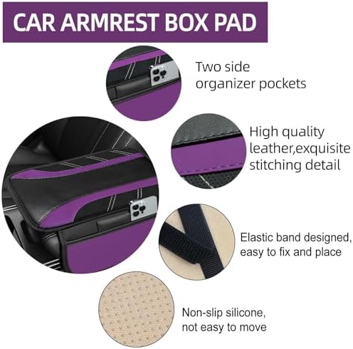 NBTEPEM 10 Pcs Purple Car Floor Mats Full Set & Sport Leather Purple Steering - Image 5