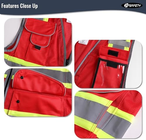 JKSafety 11 Pockets Hi-Vis Black Mesh Safety Vest - Image 3