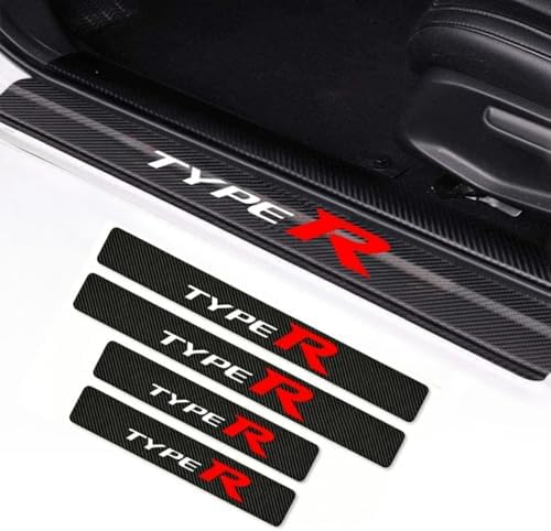 4PCS Carbon Fiber Style Leather Door Sill Protector, Scuff Plate Cover Guard - Image 3