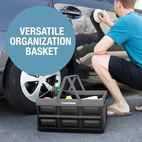 CleverMade Collapsible Shopping Basket, 32L Storage Crate, 3 Pack - Image 5