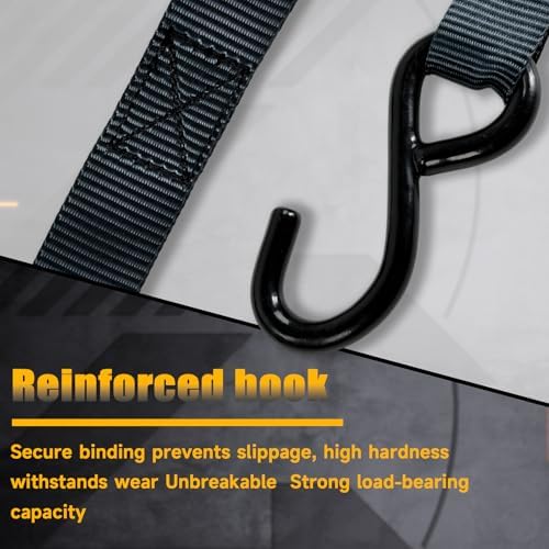 4-Pack 15ft Ratchet Straps, 1800lb Break Strength Retractable Tie-Downs - Image 4
