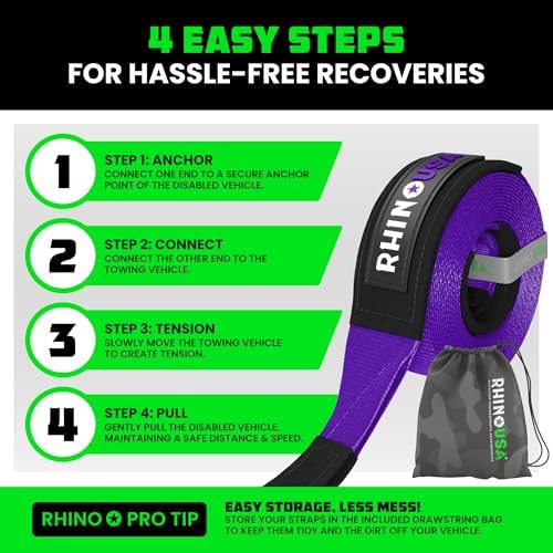Rhino USA Offroad Recovery Tow Strap - Image 6