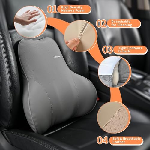 Coverado Lumbar Support Pillow for Car Seat Driver, Leather Car Seat Cushions - Image 6