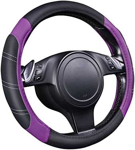CAR PASS Line Rider Microfiber Leather Sporty 14.5-15 inch Steering Wheel Cover - Image 2