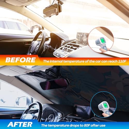 Avisky Windshield Sun Shade for Car, Car Windshield Sunshade Block UV Rays - Image 6