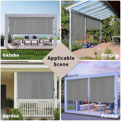 SMONTER Outdoor Sunshade Roller Shade 4'W x 8'H, Exterior Cordless Roll Up - Image 6