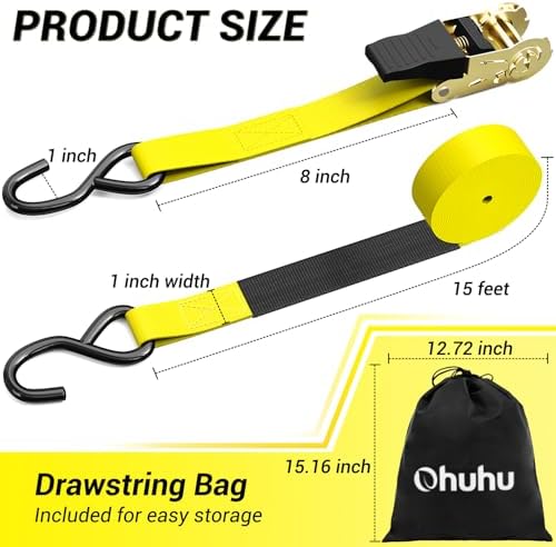 Ohuhu Ratchet Tie Down Straps, Cargo Straps - Image 5