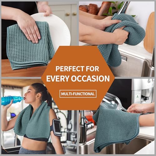 Microfiber Waffle Hand Towels, 2 Pieces, Fast Drying, Lint Free 430 GSM - Image 6