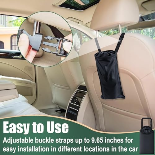 ecocstm 2 PCS Car Trash Bags, Car Accessories Washable Garbage Bag Hanging - Image 4
