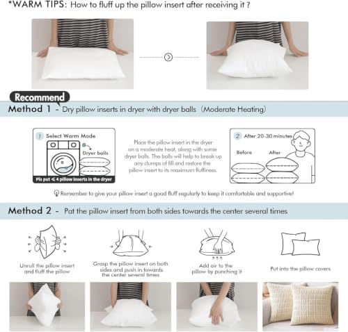 MIULEE 24x24 Euro Pillow Inserts Set of 2, Throw Pillows - Image 2