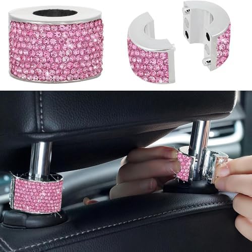 4PCS Crystal Rhinestone Bling Car Headrest Collars, Automotive Magnetic - Image 4