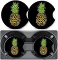 2 Pack Pineapple Car Coasters for Cup Holder, Neoprene Anti Slip Mat by Unknown