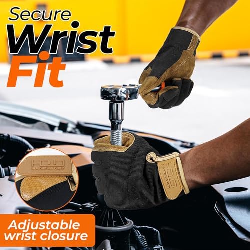 HANDLANDY Work Gloves for Men & Women, Utility Mechanic Working Gloves Touch - Image 5