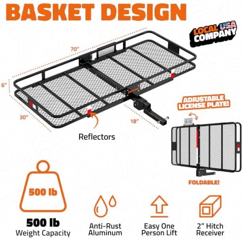 Mockins 70"x30"x6" XXL Folding Cargo Hitch Carrier - Image 2
