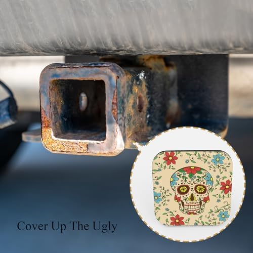 Sugar Skull Hitch Receiver Cover 2" Floral Skeleton Leaf Flower - Image 4