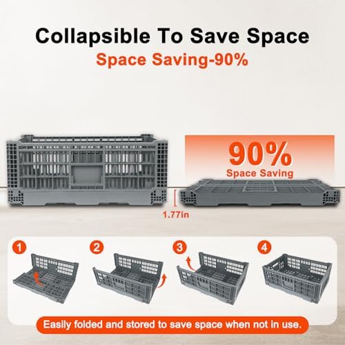 Collapsible Milk Crates 52L, Plastic Folding Storage Crate - Image 3
