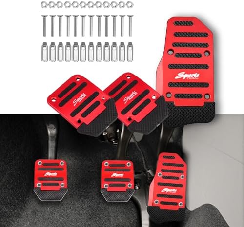 3PCS Non-Slip Car Pedal Covers, Premium Aluminum Alloy Pedal Pads by CHRYMUM