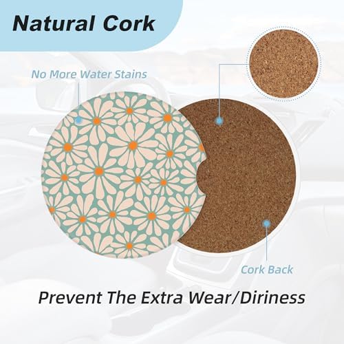 Green Floral Car Coasters for Cup Holders, 2 Pack Car Cup Holder Coasters for - Image 4