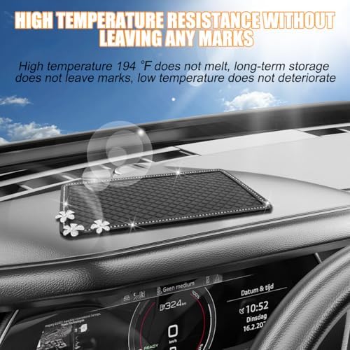 HZEL Bling Car Dashboard Non Slip Mat, Crystal Rhinestone Vehicle Dash Grip Pad - Image 3