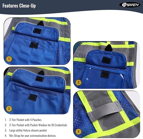 JKSafety Hi-Vis Unisex Surveyor Safety Vest Heavy Duty PPE Inner Pockets - Image 4