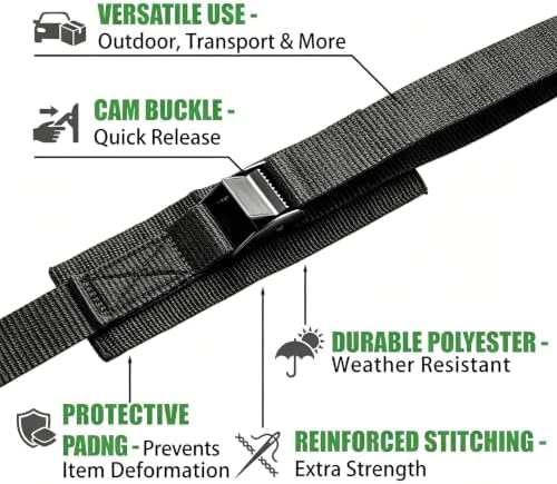 Lashing Straps with Buckles, 1 in*6.7Ft Luggage Straps with Protective Pad - Image 3