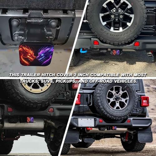 2 Inch Blue Red Dragon Trailer Hitch Cover Rubber Receiver Tube Plug Cap - Image 5