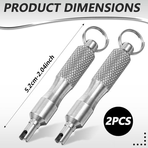2 PCS Valve Core Removal Tool Keychain, Stainless Steel Tire Valve Stem Tool - Image 2