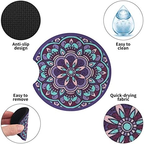 tifanso 2PCS Mandala Non-Slip Car Cup Holder Coasters - Image 3