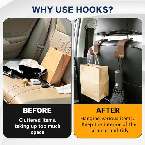 4PCS Car Seat Headrest Hooks, Car Purse Hook, Seat Back Organizer Storage - Image 4