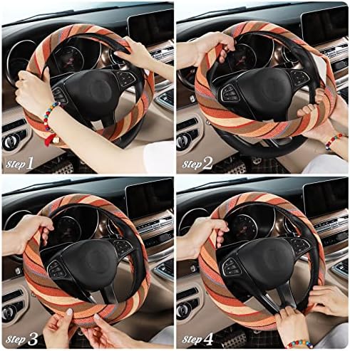 SEG Direct Boho Steering Wheel Cover, Baja Blanket Cloth, Coarse Flax - Image 5