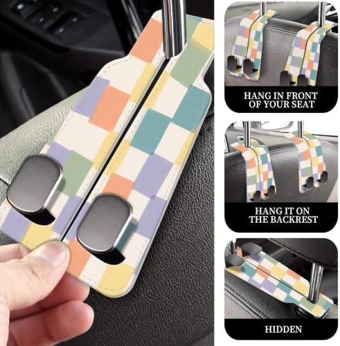 PU Leather Car Seat Hook, Storage Headrest Hanger, Cute Car Backseat Organizer - Image 2