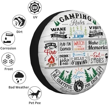 Spare Tire Cover for RV Camper Camping Rules, Weatherproof Universal Wheel - Image 5
