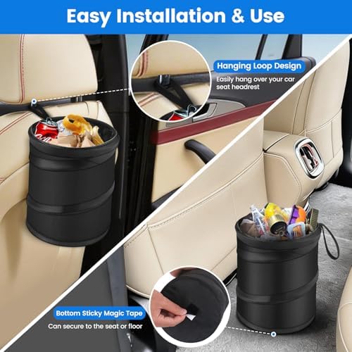 2 Pack Mini Trash Can for Car, Leakproof Pop-Up Car Trash Can - Image 5