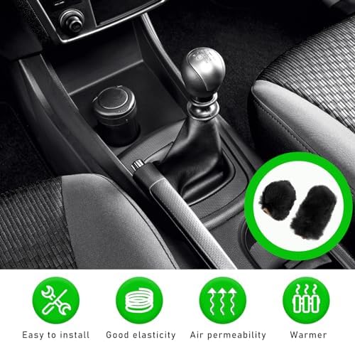 Ziciner 2PCS Plush Car Gear Shift Knob Cover & Handbrake Cover, Comfortable - Image 4